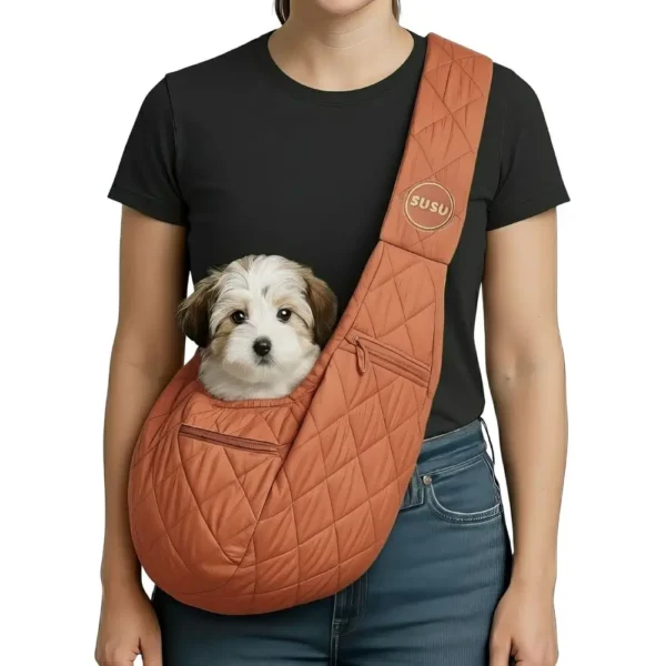 Small Dog Carrier Sling – Copper Brown Hands‑Free