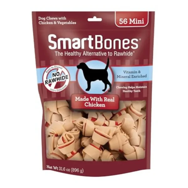 Mini Bones with Real Chicken 56 Count Rawhide-Free Chews for Dogs