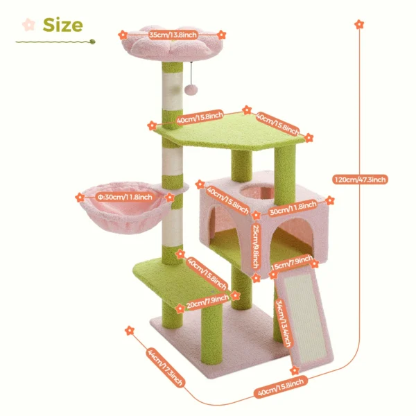Flower Cat Tree Multi-Level Cat Tower with Sisal Covered Scratching Posts