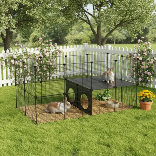 Small Animal Playpen Portable Metal Fence Upgrade Waterproof Rabbit Cage for Guinea Pigs/Bunny/Chickens
